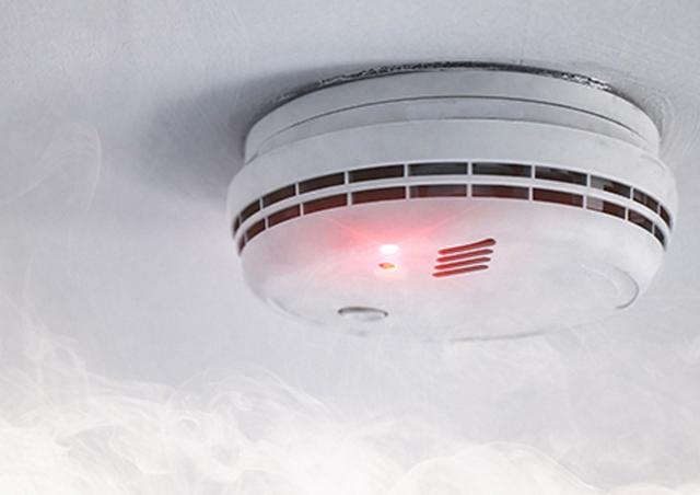Smoke alarm on ceiling